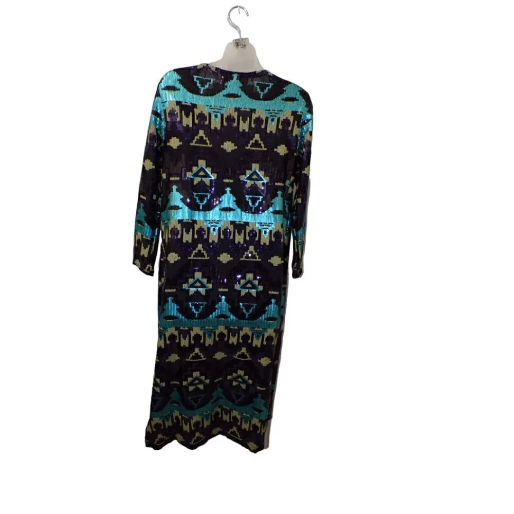 SILVERADO Sequined Long Coat‎ Jacket Aztec Western Design size XS Runs big